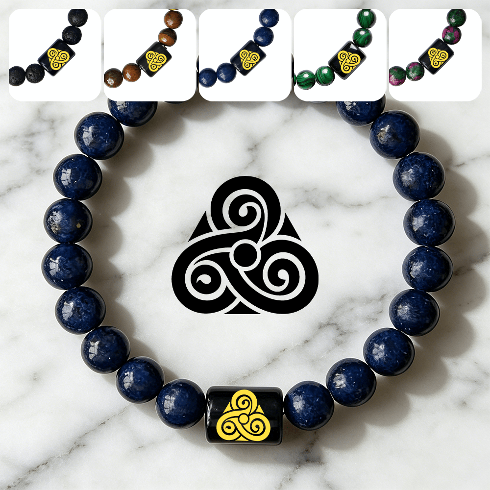 Celtic Style Triskelion Pattern Stretch Bracelet, Daily Wear
